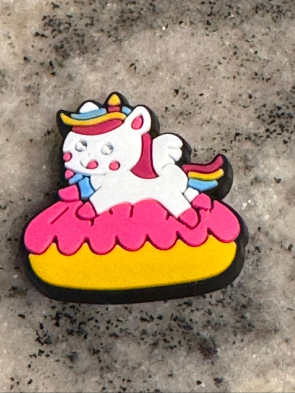 CROCS White Unicorn with Pink and Yellow Donut Jibbitz Charm